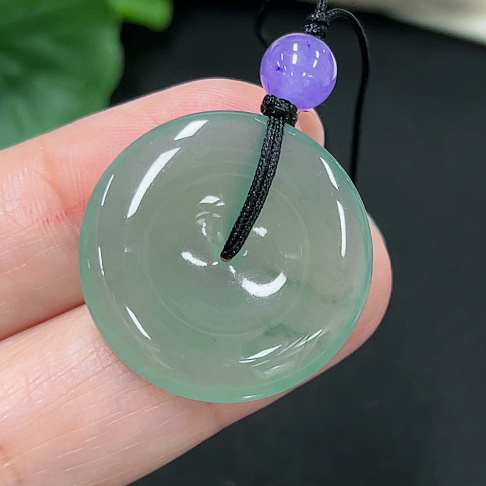 Jadeite Peace Knot pendant from HKHQ with non-grade A jade beads, weight approx. 5.1g, featuring a cord and traditional design.