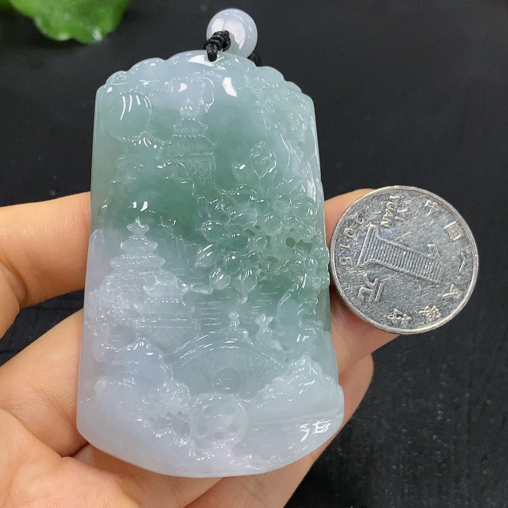 Jadeite landscape pendant total weight 81.496g