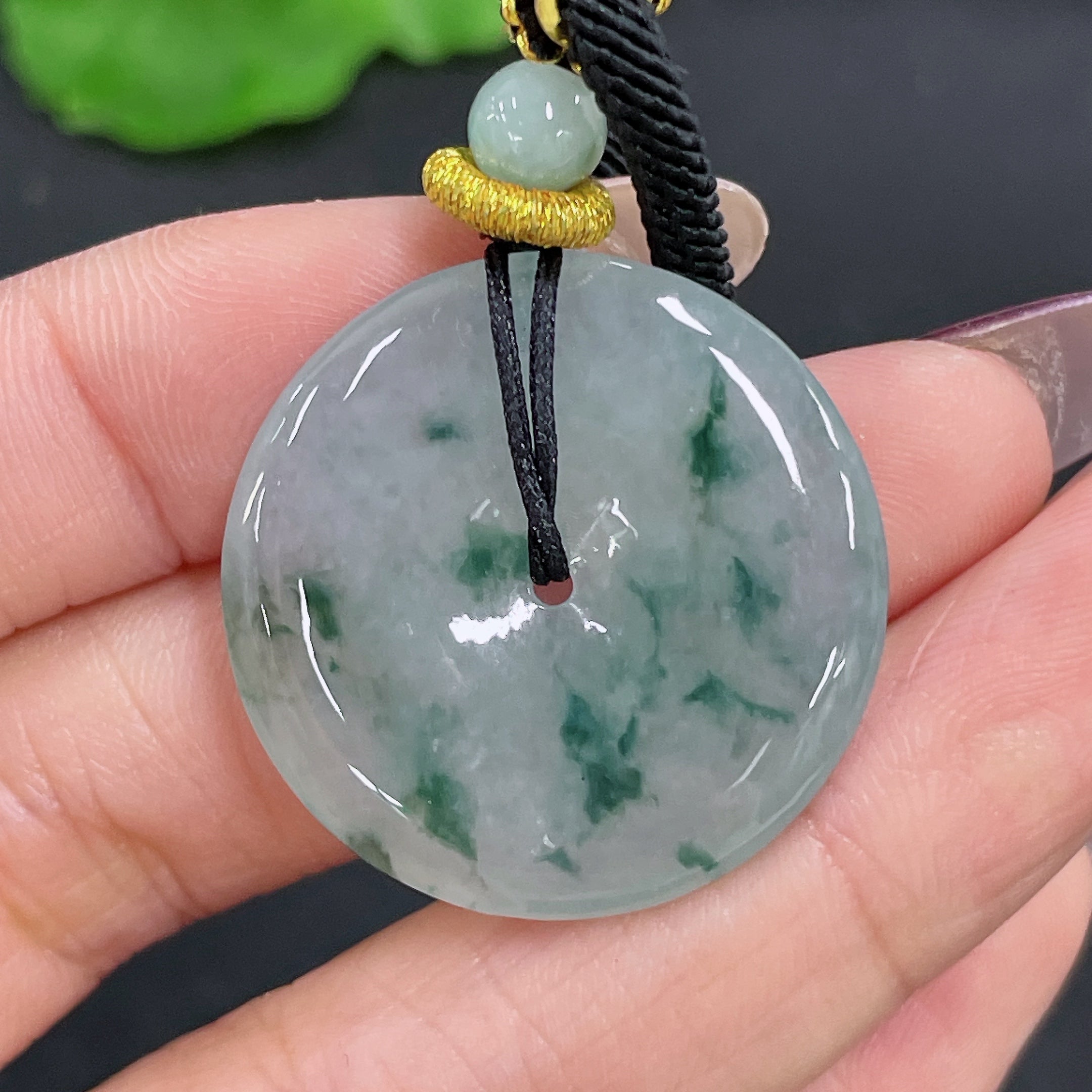 Jadeite Pendant Peace Knot with Cord Total Weight Approx. 11.92g