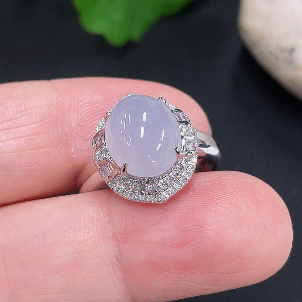 Jadeite Cabochon Ring with 18K Gold and Diamond Accents, Size 14, Total Weight Approx. 4.35g