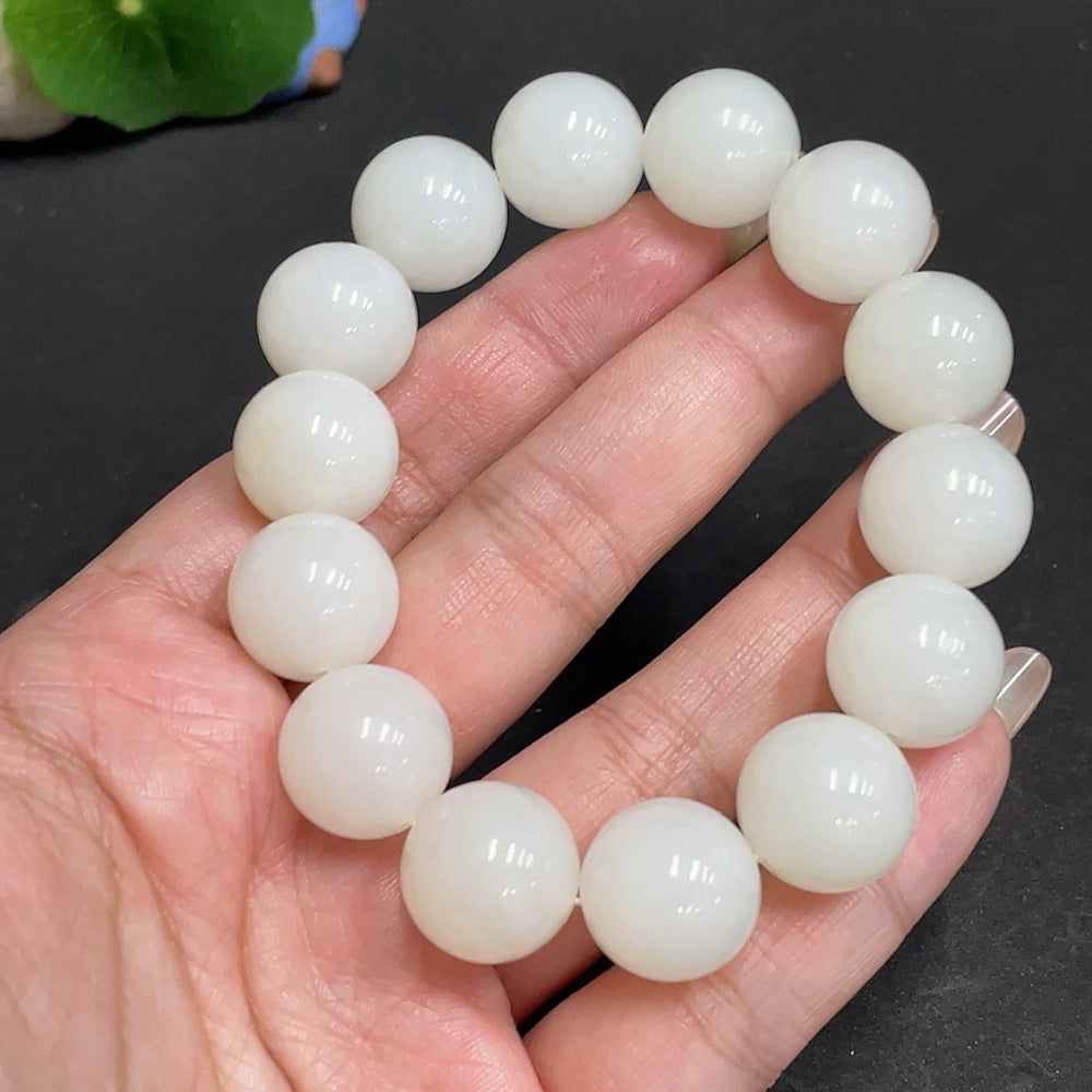 Hetian Jade Bracelet 14.9mm . : . | Huiliu Certified