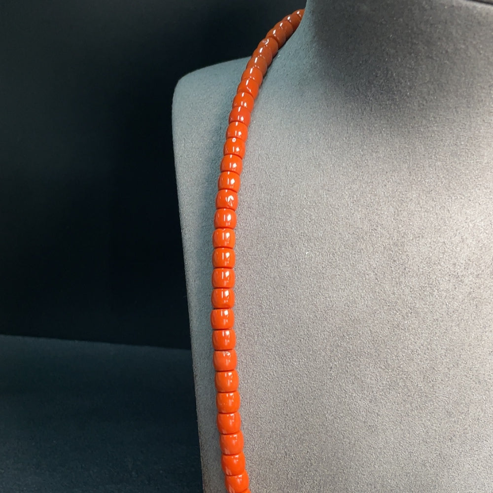 Red Agate Bead Necklace with Visible Organic Matter, Total Weight Approx. 59.39g, 7mm Beads, Non-Gold