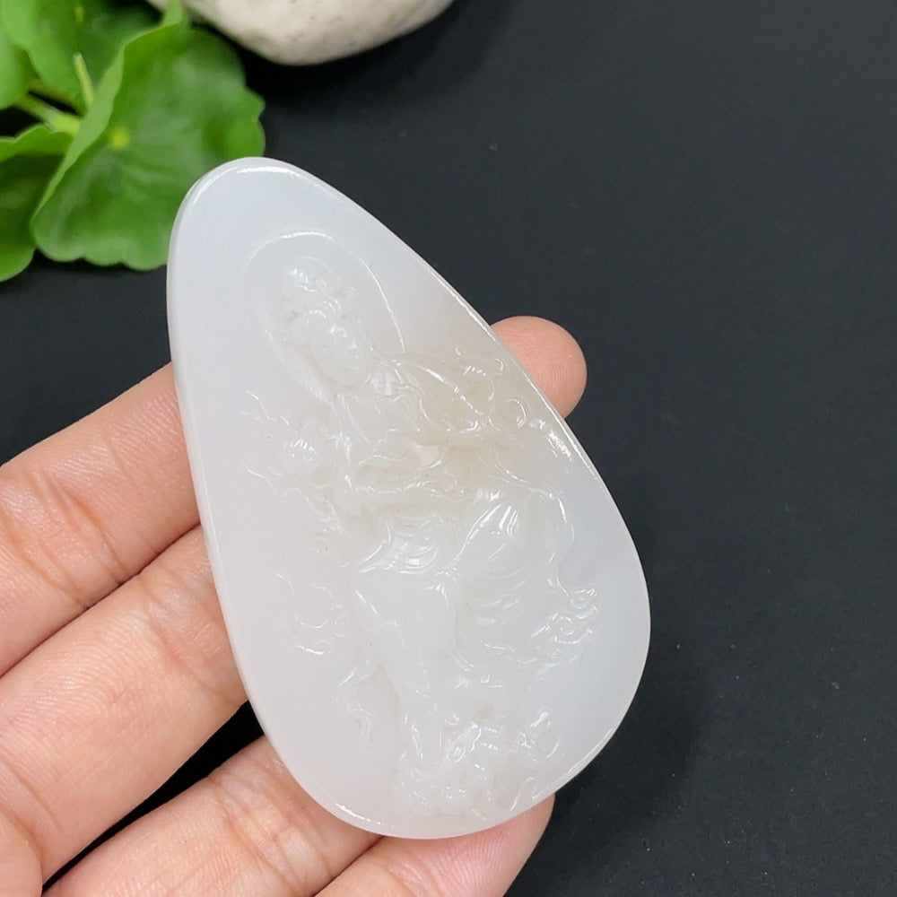 Hetian Jade Pendant Guanyin About | Huiliu Certified