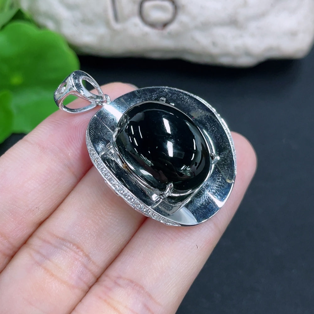 Jadeite Pendant Total Weight Approx. 15.6g 18k with Diamond Accents