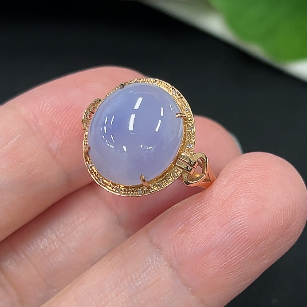 Jadeite Ring in 18K Gold (With Diamond Accents)