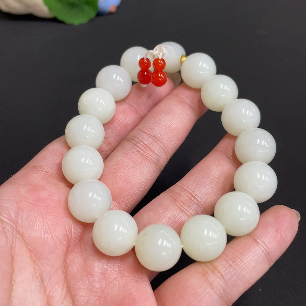 Hetian Jade Bracelet, . 13.8mm, ., contains other mineral components | Huiliu Certified
