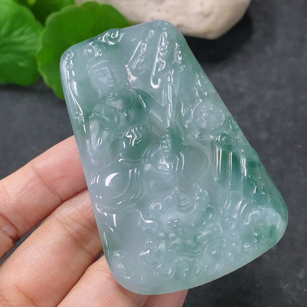 Jadeite Manjushri Bodhisattva Pendant Total Weight Approx. 41.5g