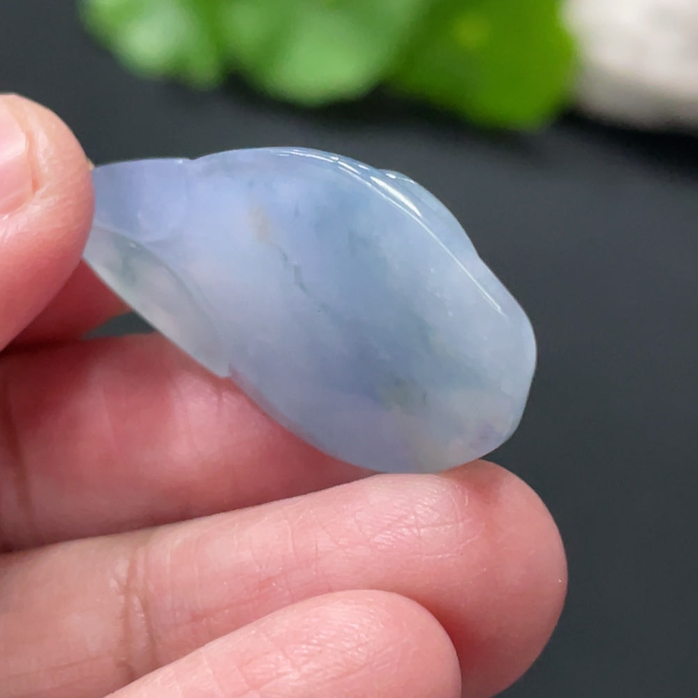 Jadeite Lotus Pod Pendant in green jade, handcrafted jewelry piece with detailed lotus flower design from HUILIU HQ.