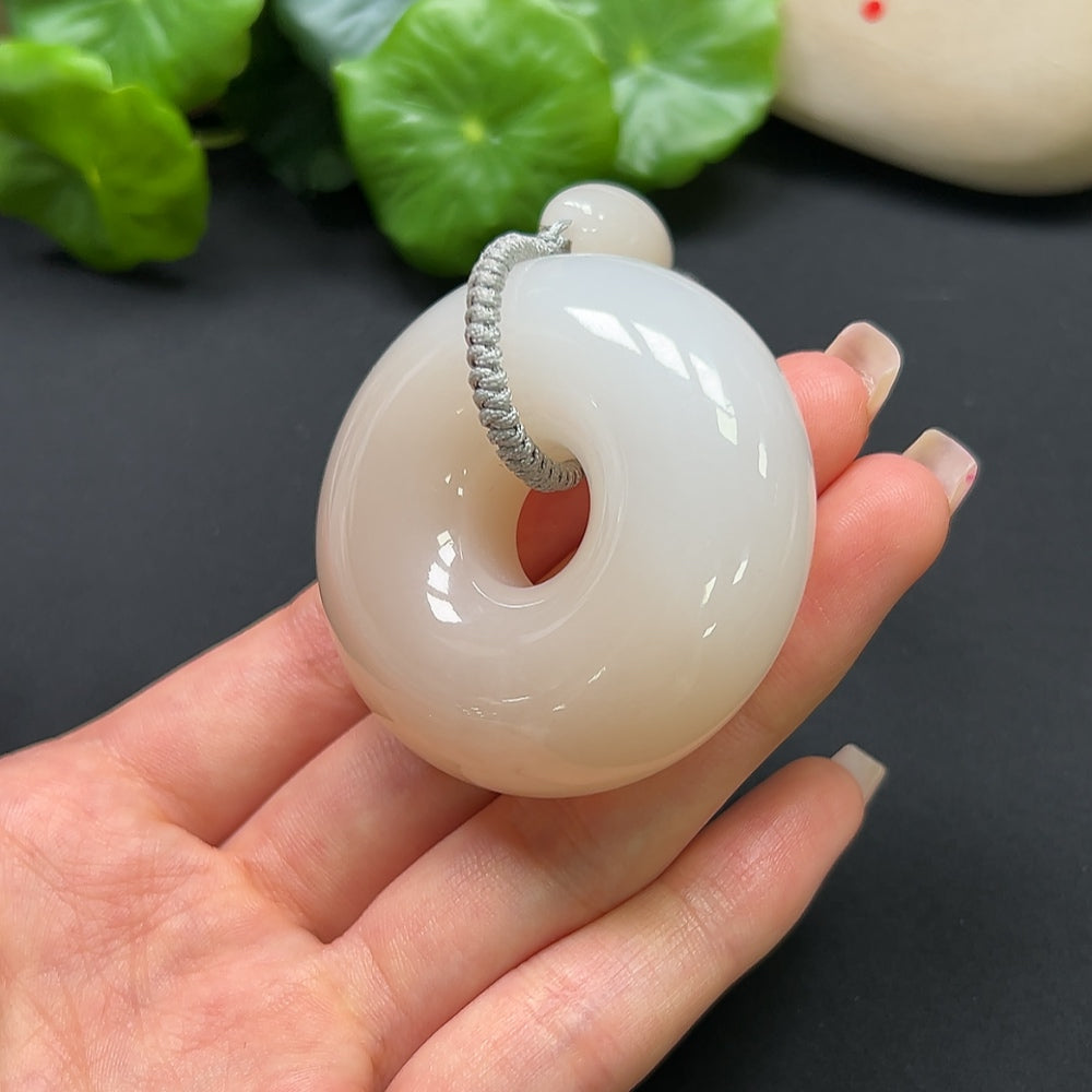Hetian Jade Peace Knot Pendant Including Rope
