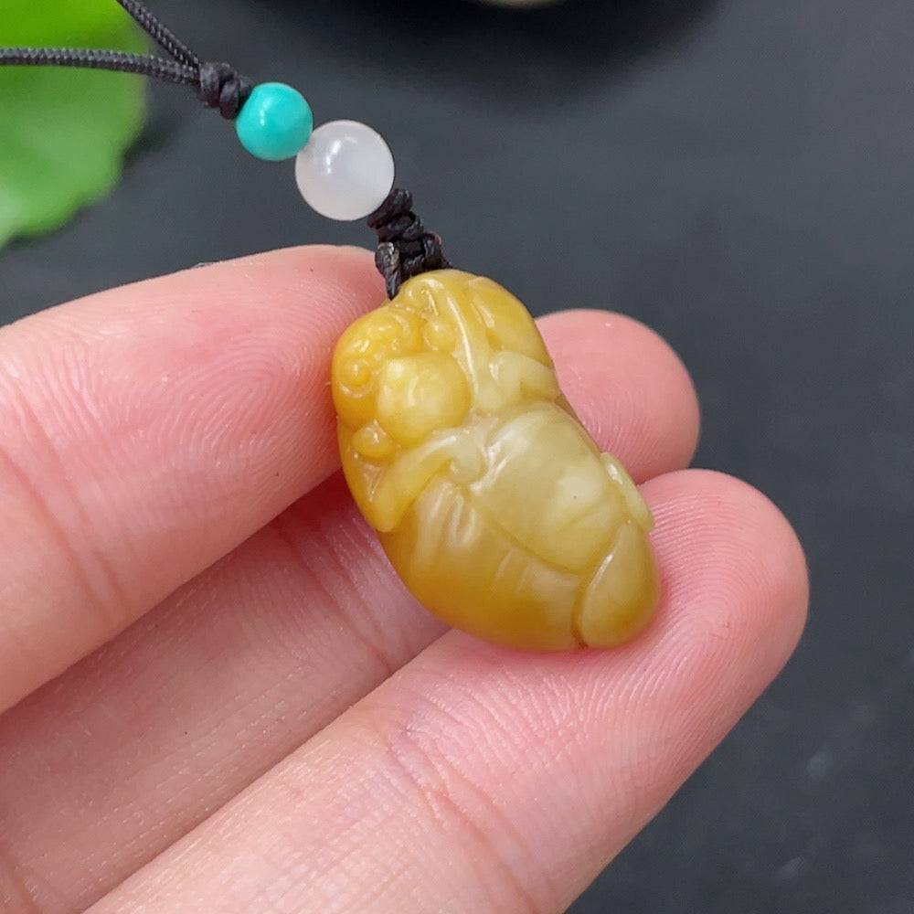 Huiliu Hetian jade pendant featuring a spirit monkey design, with non-Hetian jade beads and a rope, handcrafted and certified.