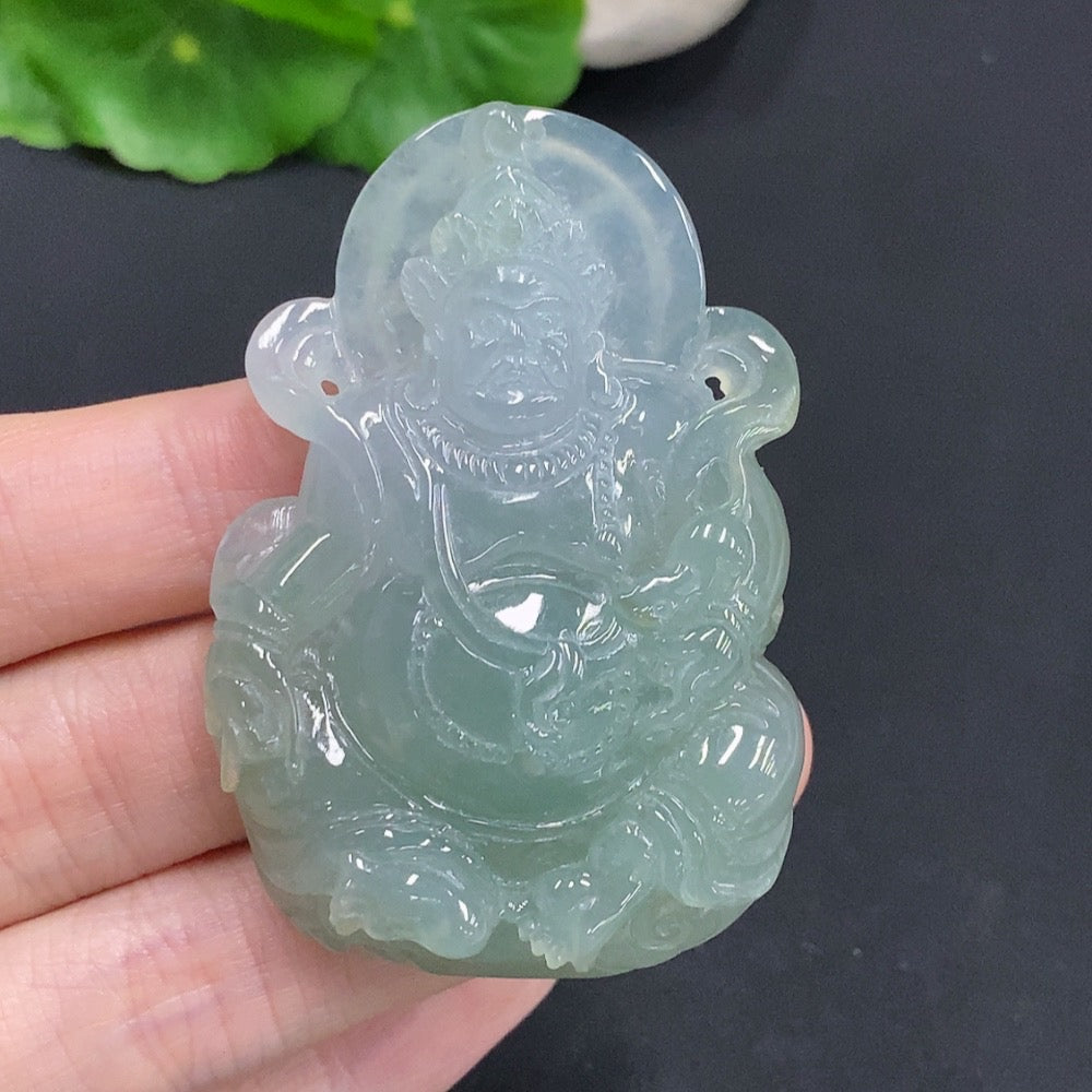 Jadeite Wealth God Pendant . | Huiliu Certified