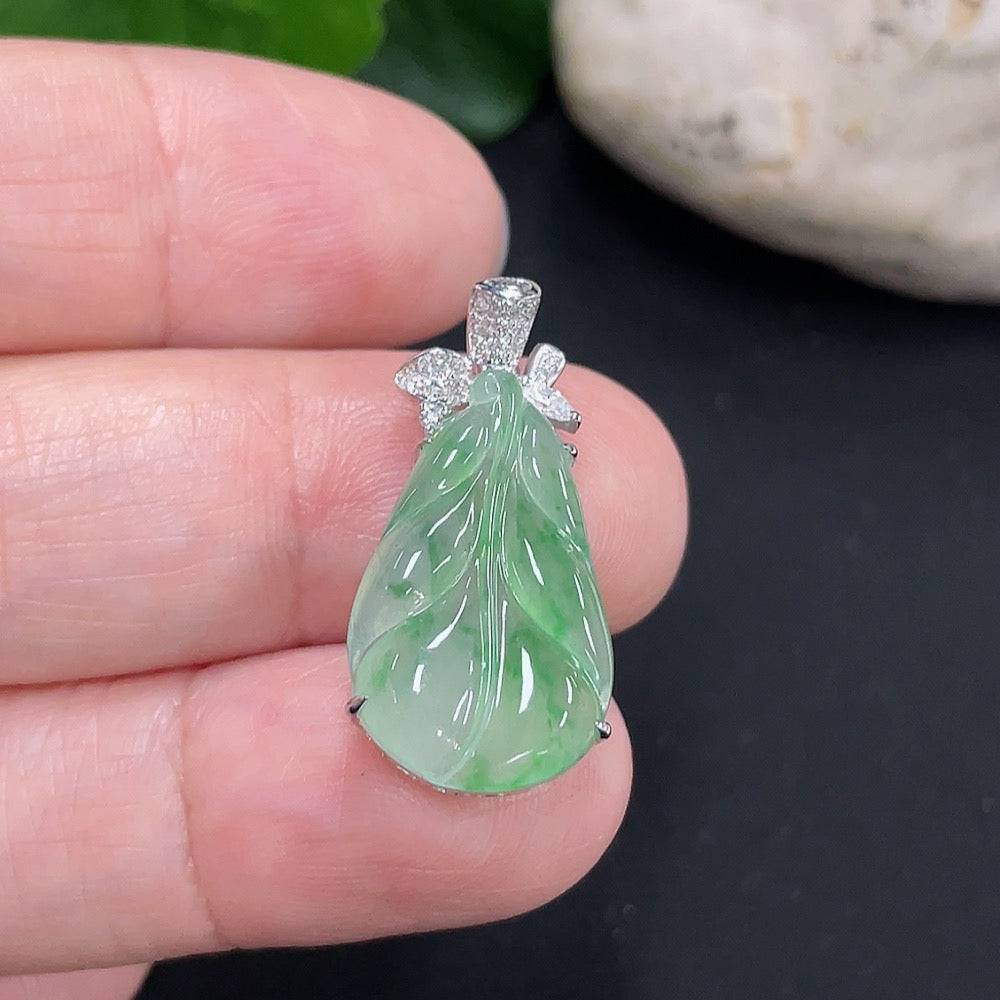 Large HUILIU HQ jade non-diamond jewelry piece with smooth, polished green jade surface and elegant design.