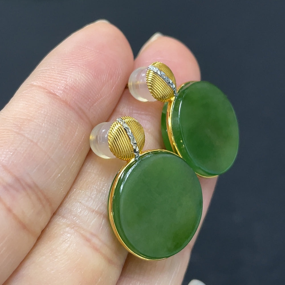 Hetian Jade Jasper Plain Pendant Earrings