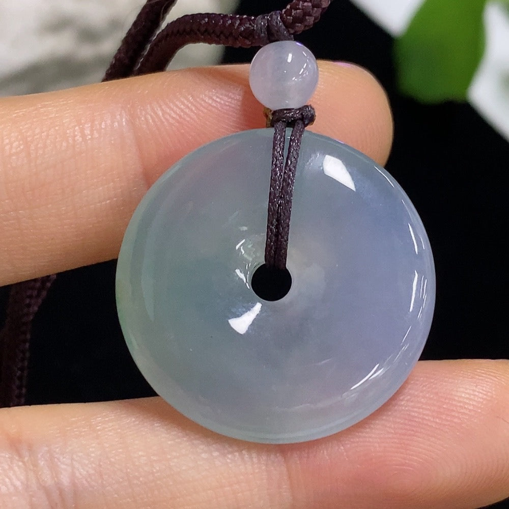 Jadeite Safety Buckle Pendant necklace from HKHQ, featuring a 10g jadeite pendant with a safety buckle design, on a chain.