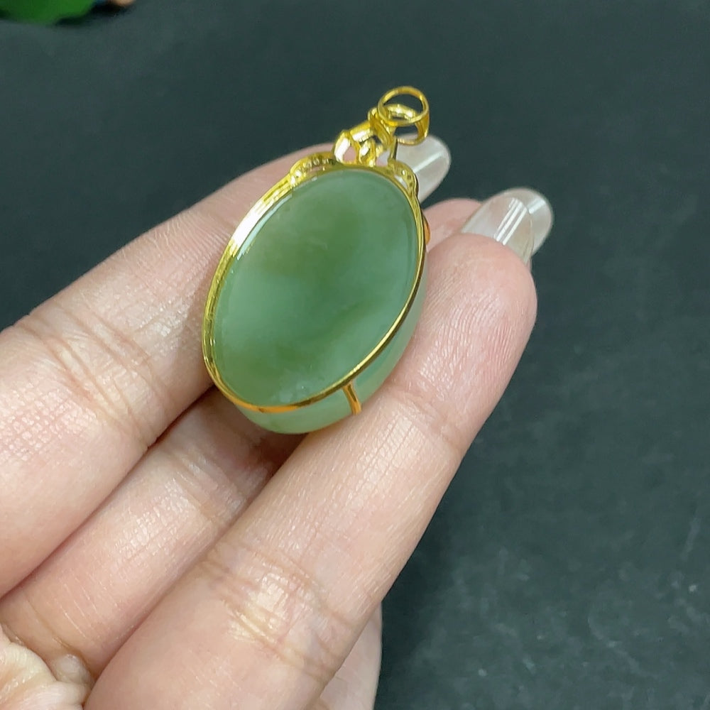Hetian Jade Inlaid Pendant Cabochon 18k Total Weight Approx. 12g
