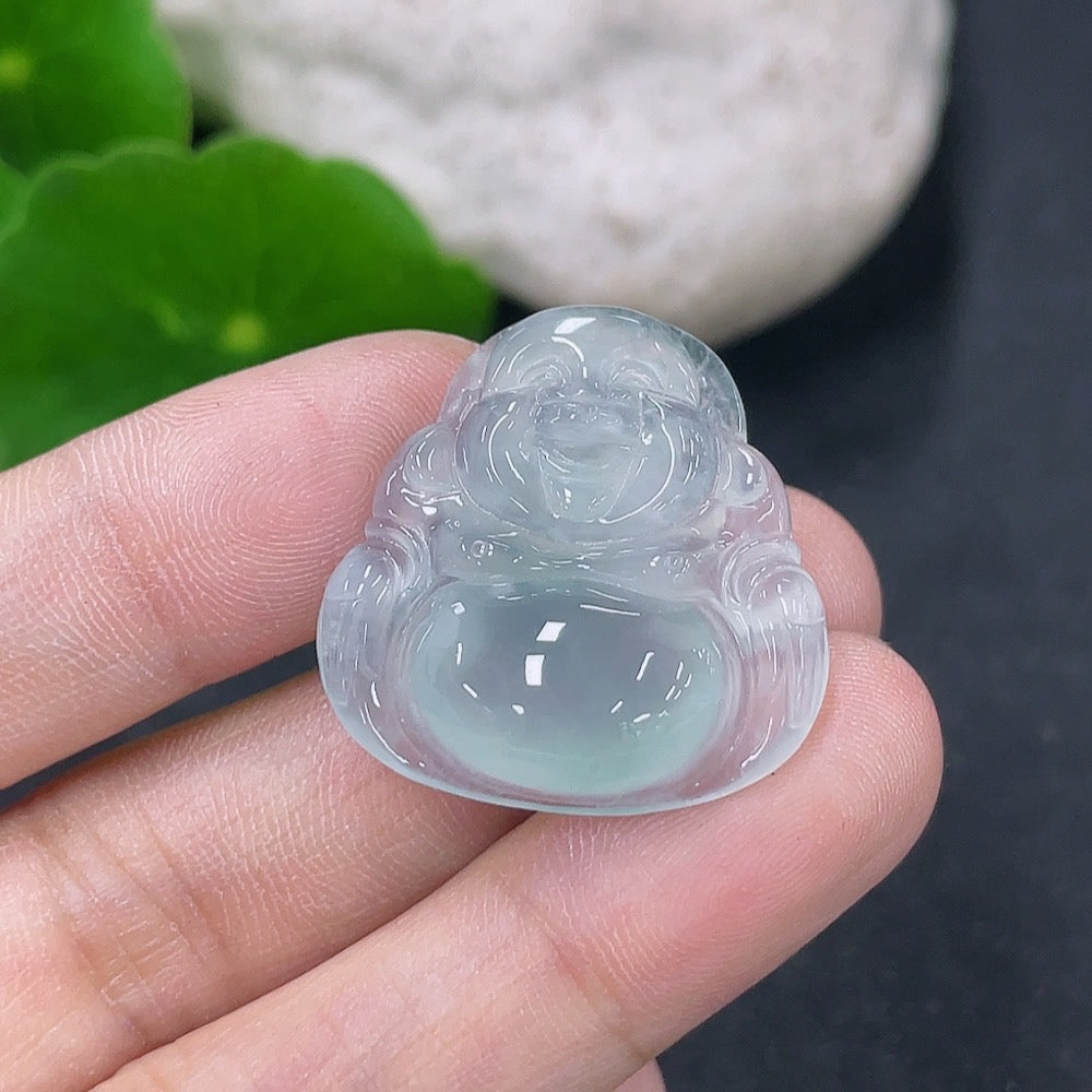 Jadeite pendant featuring a Buddha design on a necklace, weighing approximately 5.05g, from HKHQ.