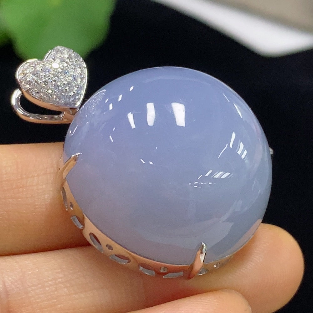 Jadeite Cabochon Pendant with 37% and Non-Diamond, . | Huiliu Certified