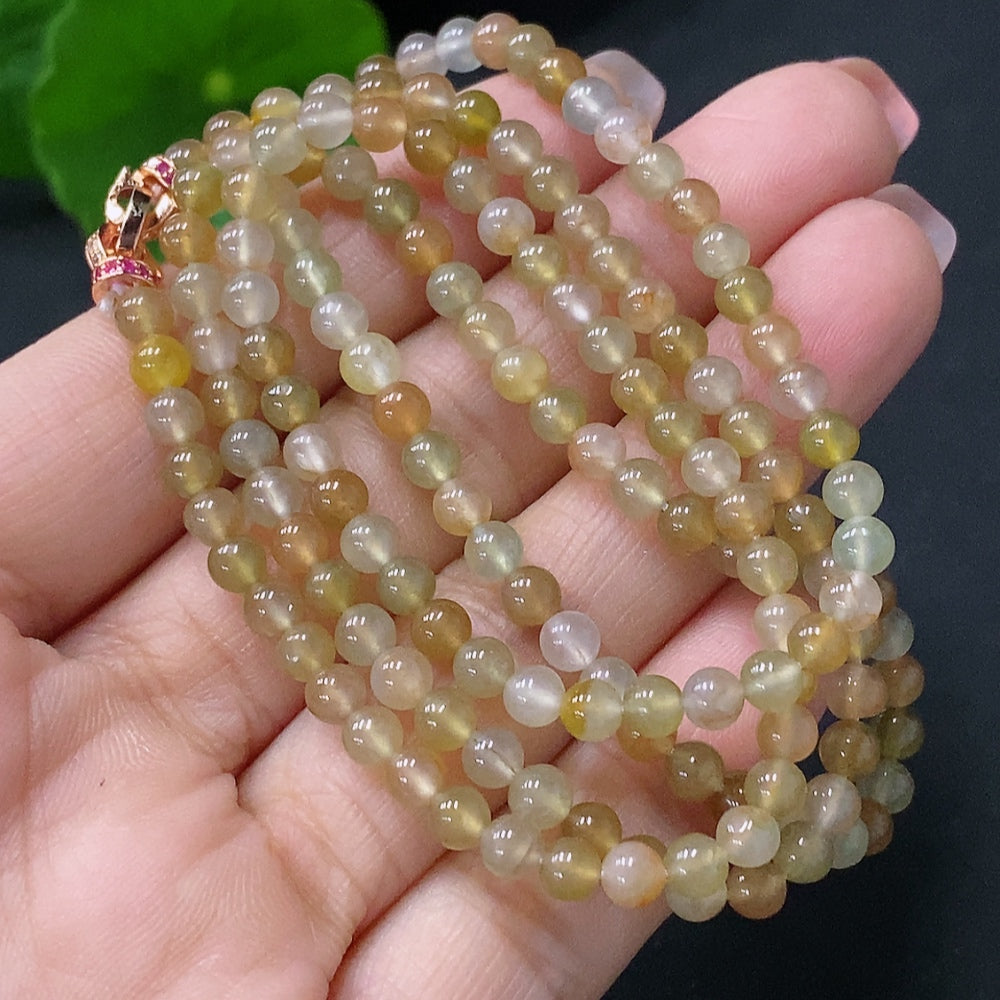 Jadeite Bead Necklace Approx. 4mm Total Weight About 15.94g