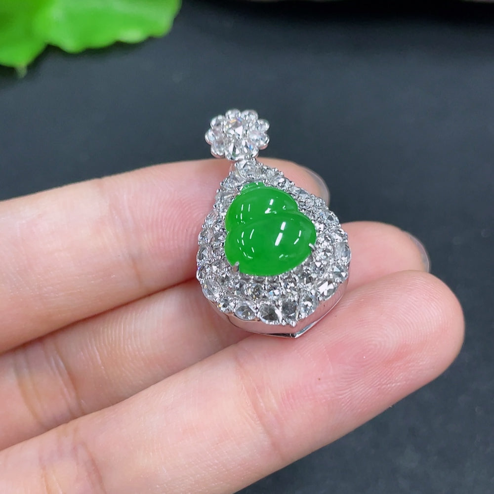 Jadeite Pendant with 18K Gold and Diamond Accents