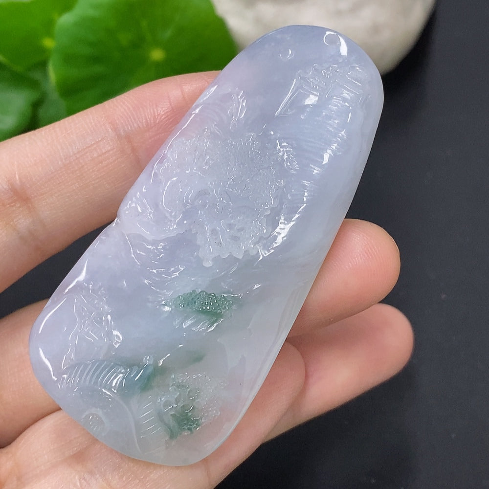 Jadeite Landscape Pendant, Total Weight Approx. 28.4g