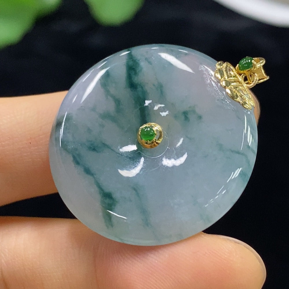 Jadeite Peace Buckle Pendant 18k Total Weight Approx. 11.32g