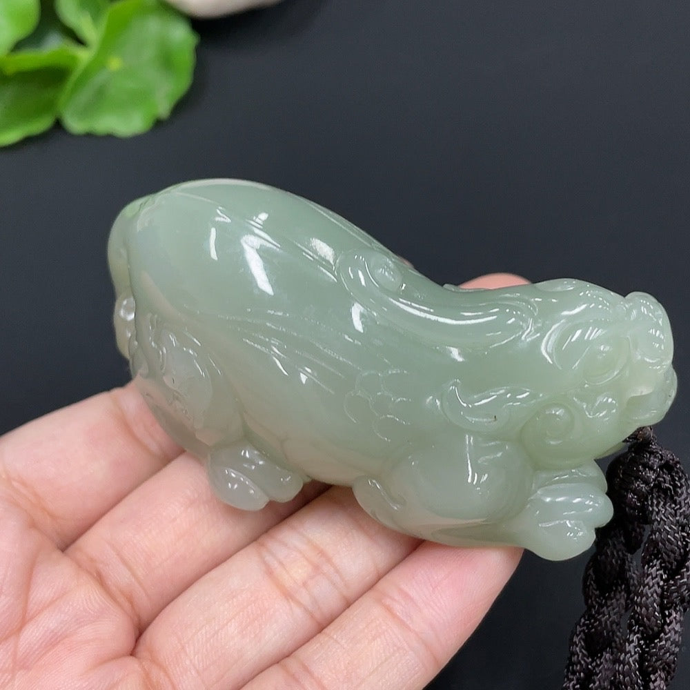 Hetian Jade Handheld Piece Pi Xiu Total Weight Approx. (Including Rope) 128.4g