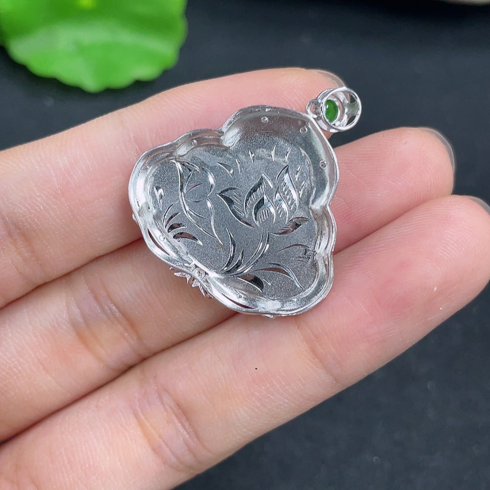 Jadeite Buddha Pendant with 18K Gold and Diamond Accents