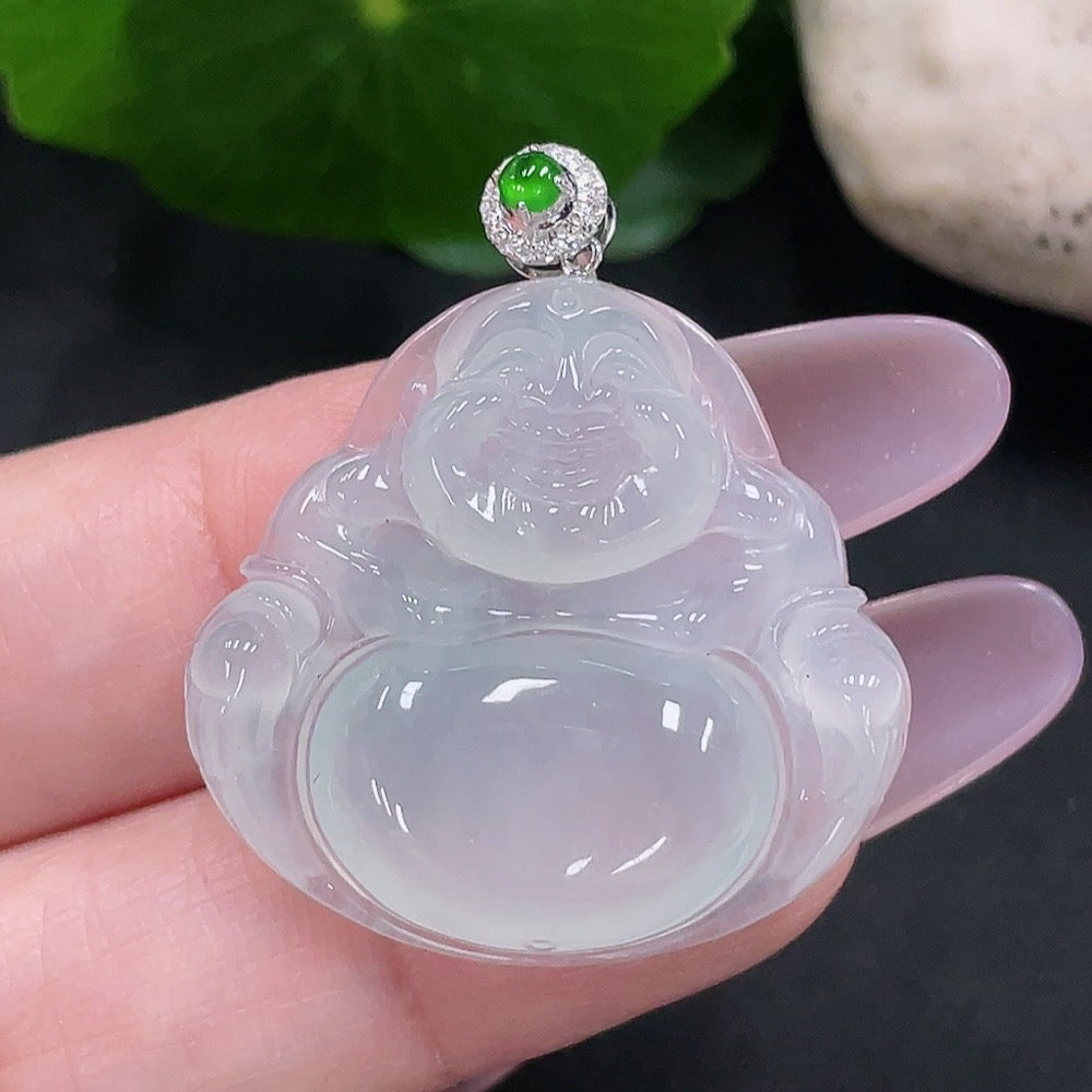 Jadeite Buddha Pendant in, . (With Diamond Accents) | Huiliu Certified