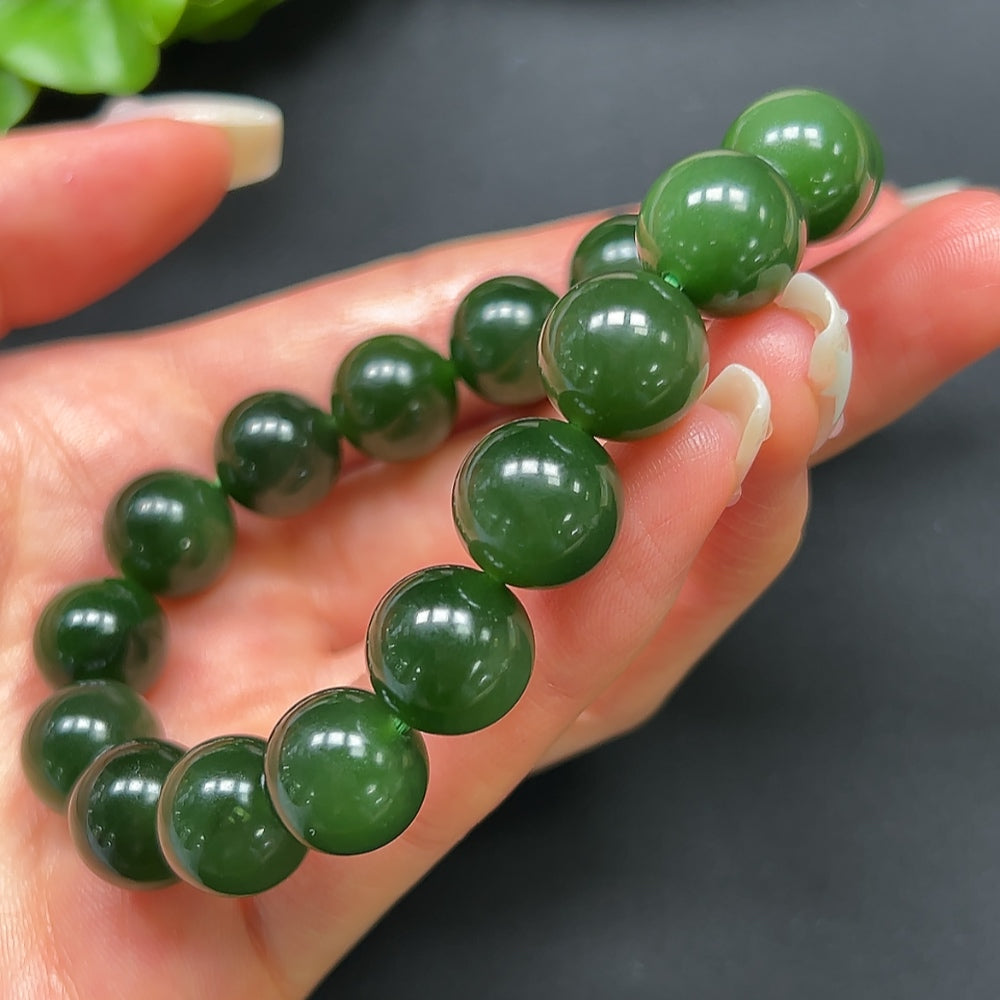 Hetian Jade Jasper Bracelet 12mm Approx. 45.35g