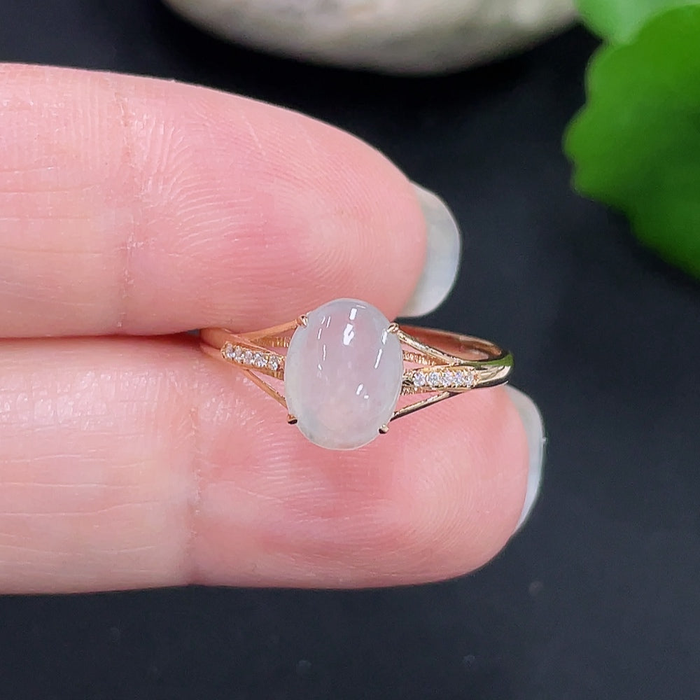 Jadeite Cabochon Ring 18K Gold Size 14 Total Weight Approx.1g (Non-Diamond)