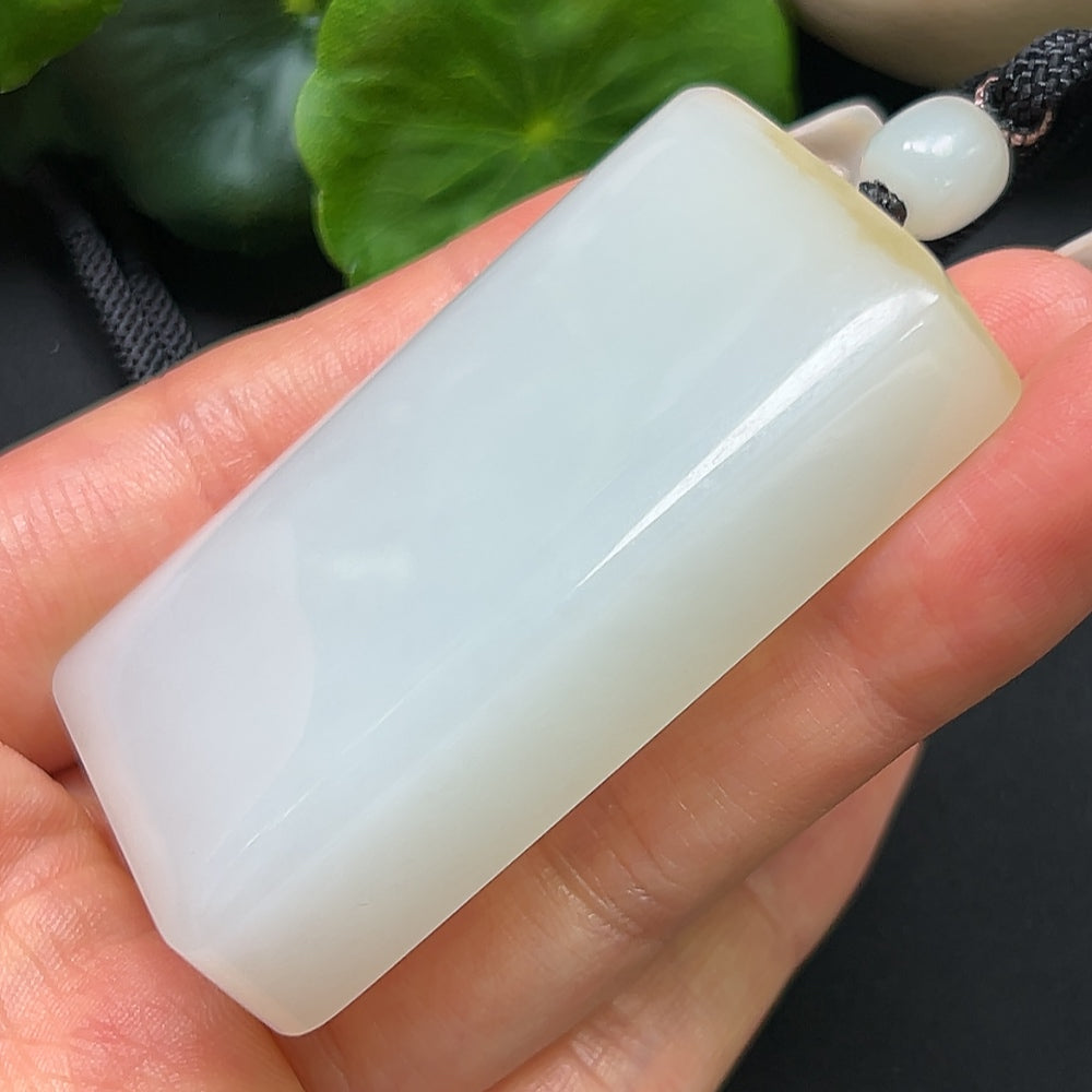 Hetian Jade Plain Pendant with Rope