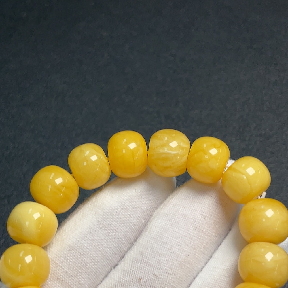Amber Beeswax Bracelet, ., mm, with Southern Red Agate | Huiliu Certified