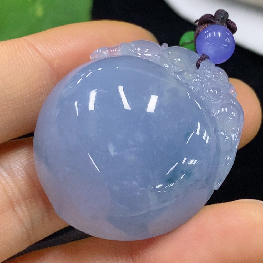 Jadeite monkey offering longevity pendant from HUILIU HQ, featuring a detailed jade pendant with a carved monkey design.