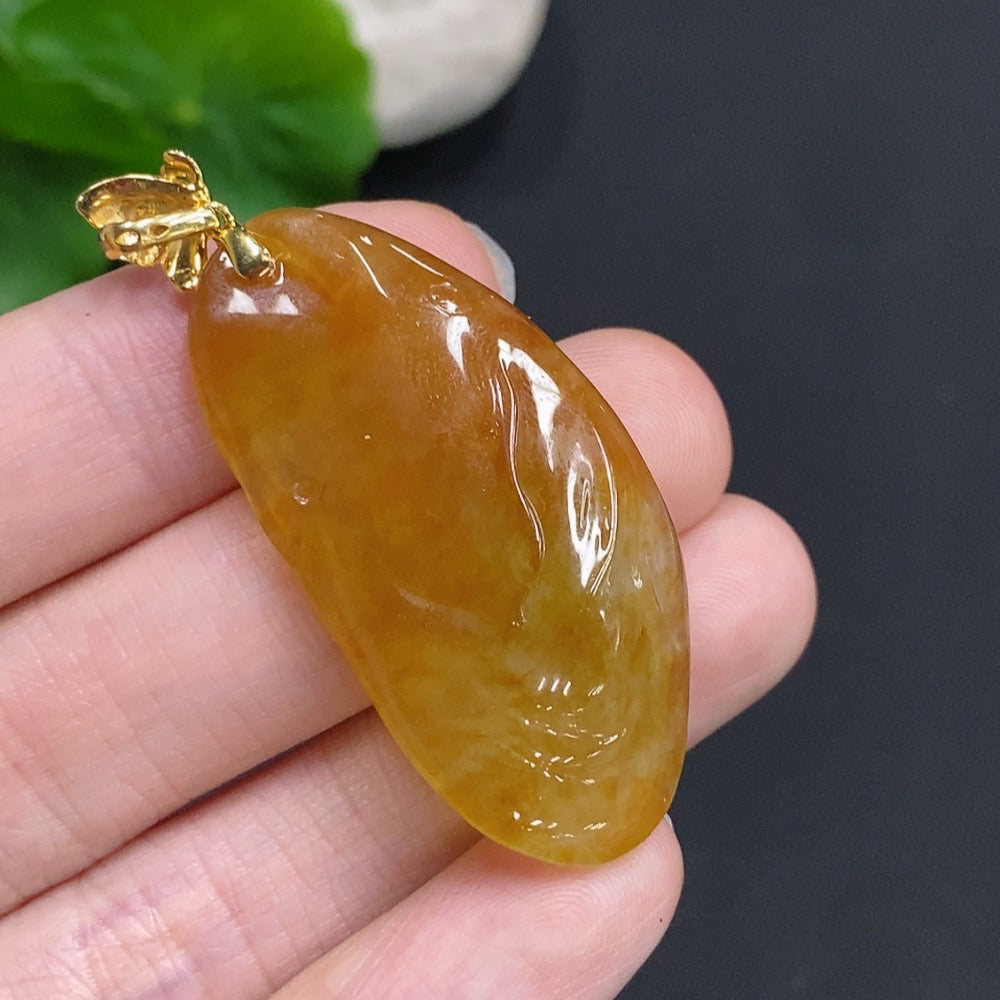 Huiliu Jadeite Auspicious Abundance Pendant with clasp, finely carved jade jewelry for good fortune and positive energy.