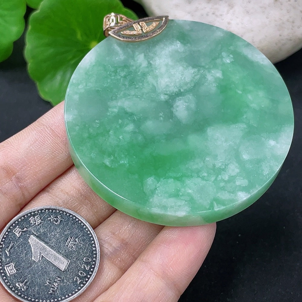 Jadeite Plain Pendant with 18K Diamond Accents