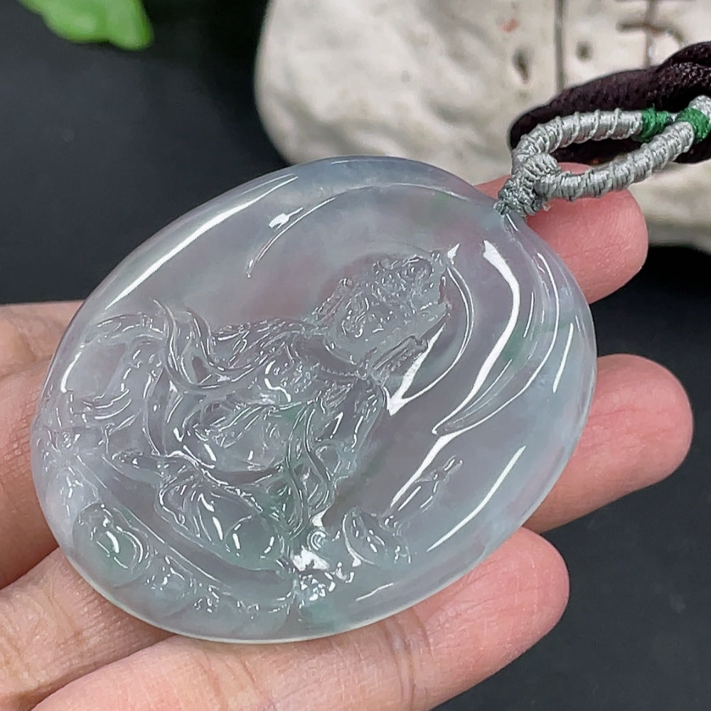 Jadeite Guanyin Pendant, Total Weight Approx. 28.8g