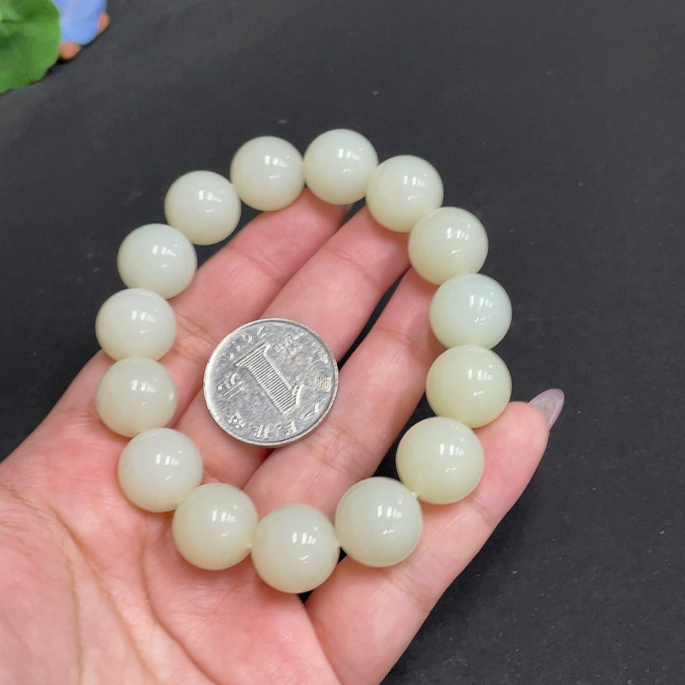 Hetian Jade Bracelet, Approx. 14.5 mm, Total Weight Approx. 73.7g