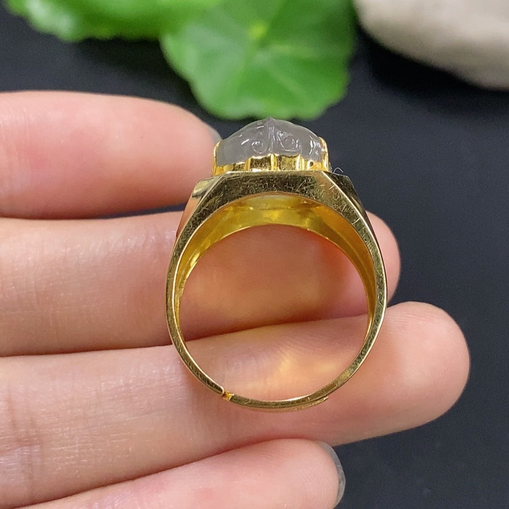 Jadeite Inlaid Ring 18K Gold