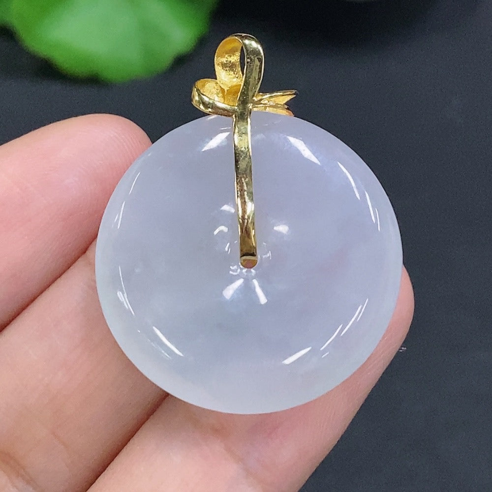 Jadeite Ruyi Pendant with 18K Gold Clasp, Total Weight Approx. 8.84g
