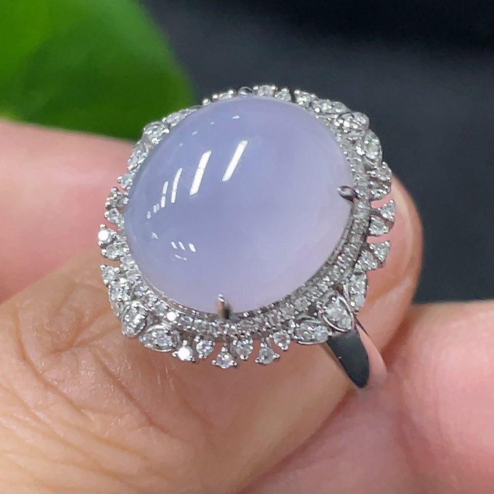 Jadeite Gourd Inlaid Ring 18k Gold Inlaid with Diamonds Size 13.5 Total Weight Approx. 3.63g