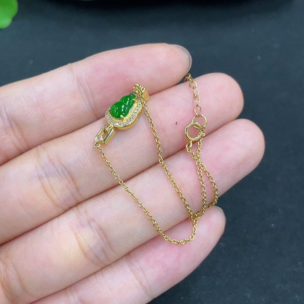 Jadeite Bracelet 18K Gold with Diamond Accents