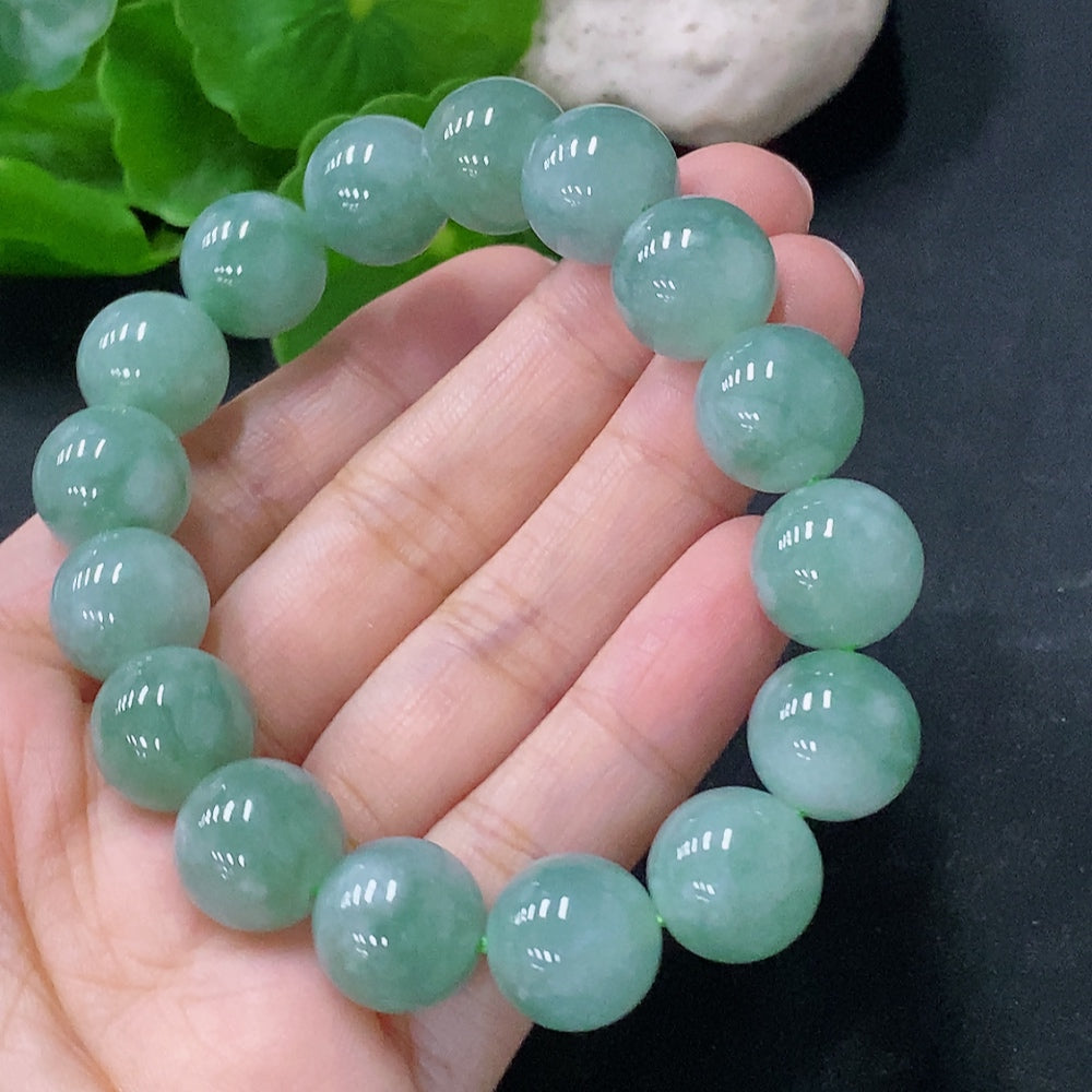 Jadeite Beads Bracelet Approx. 12.5mm Total Weight Approx. 52.94g