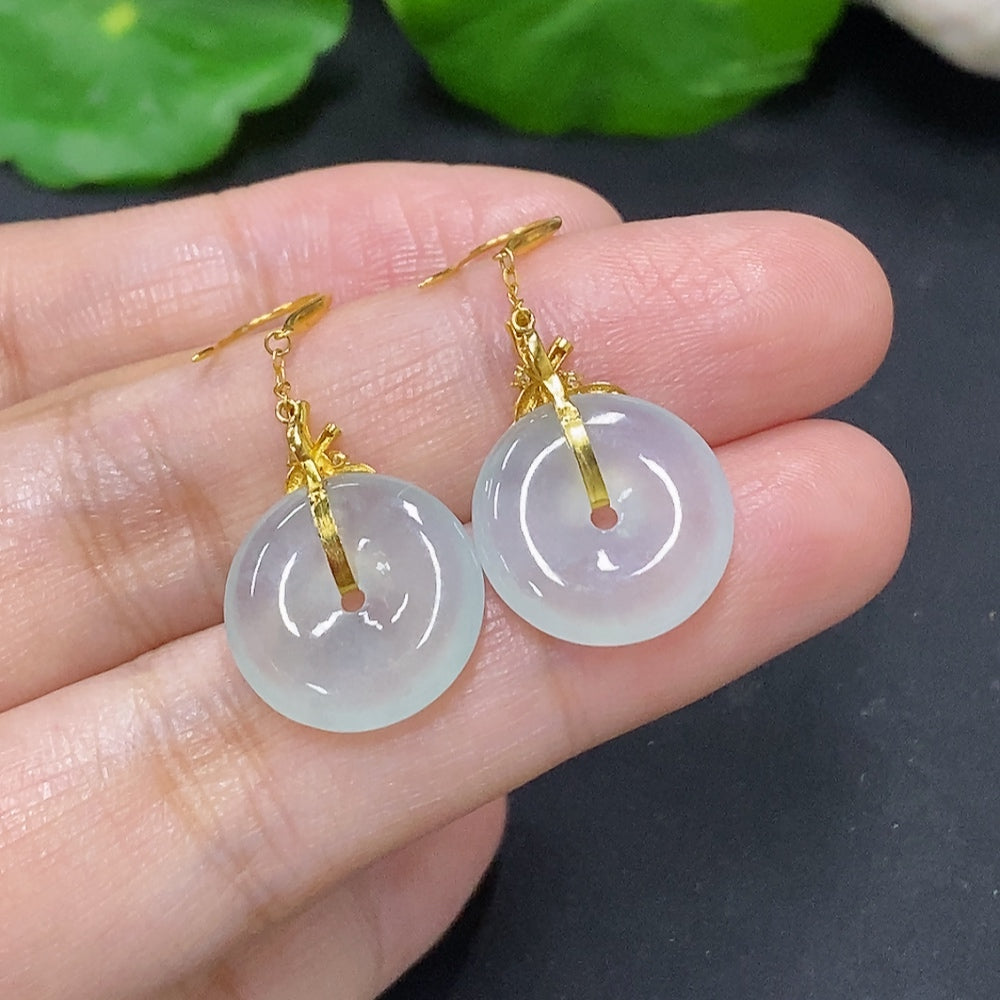 Jadeite Inlaid Earrings 18K Gold (Non-Diamond)