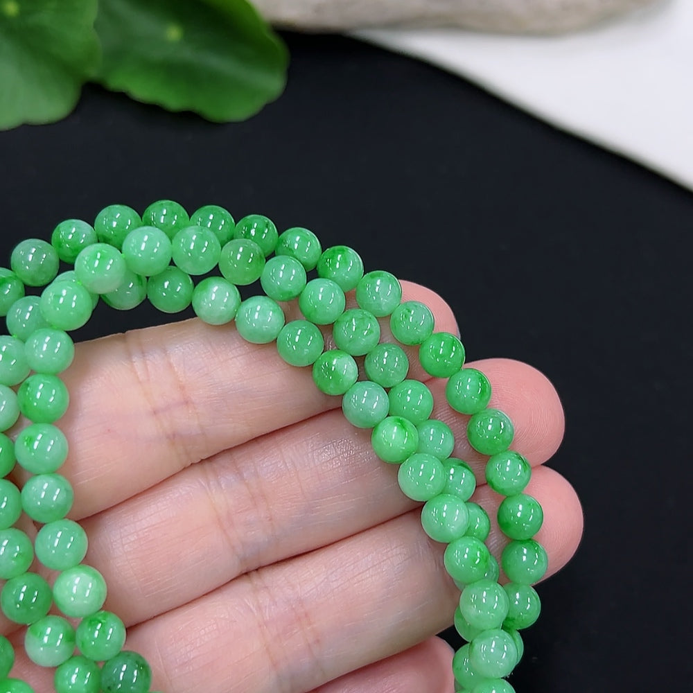 Jadeite Bead Necklace Approx. 5.4mm (Non-Gold Inlaid) (With Other Mineral Components)