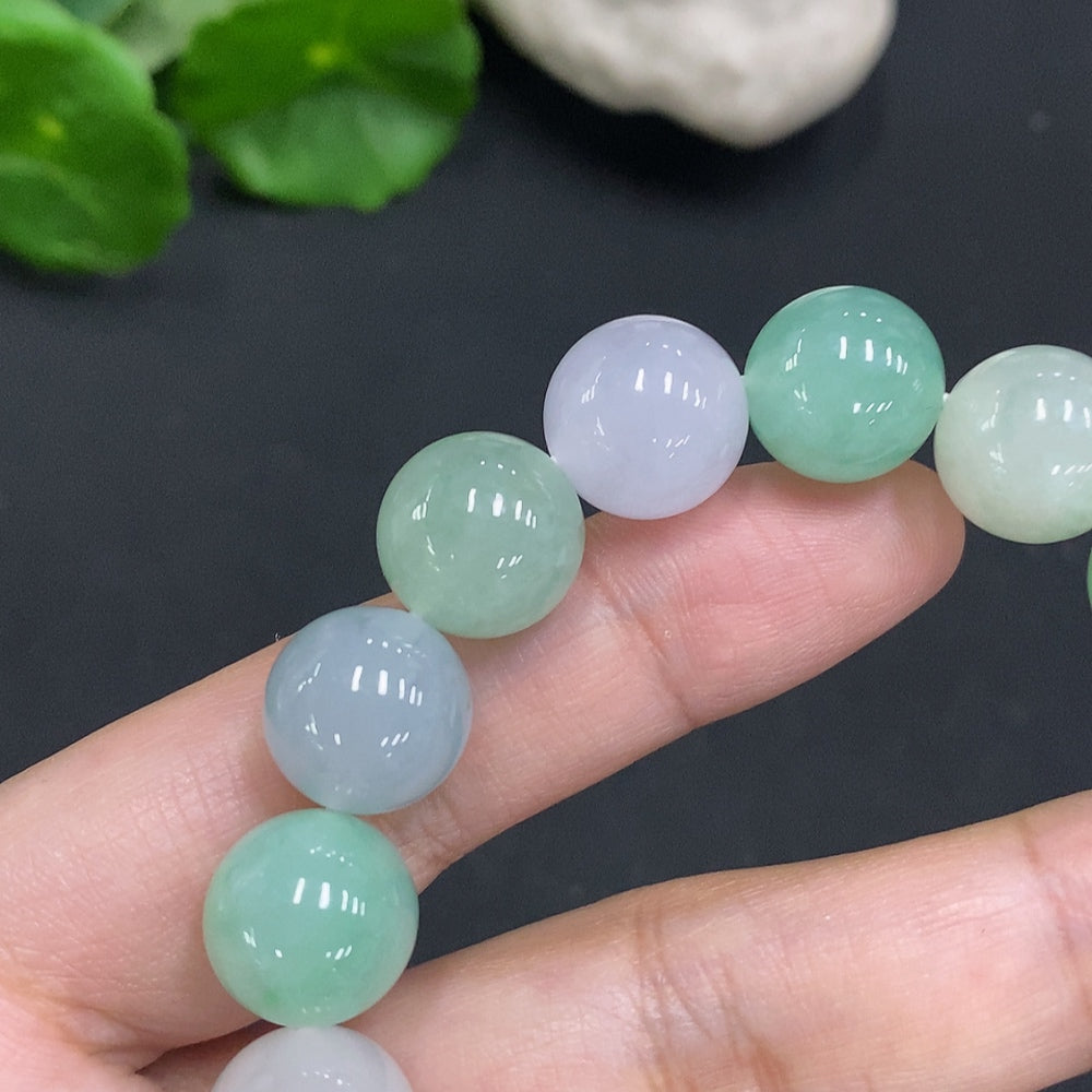 HUILIU HQ jadeite bead necklace with 12mm beads, approximately 54.5g, showcasing smooth, polished jade jewelry.