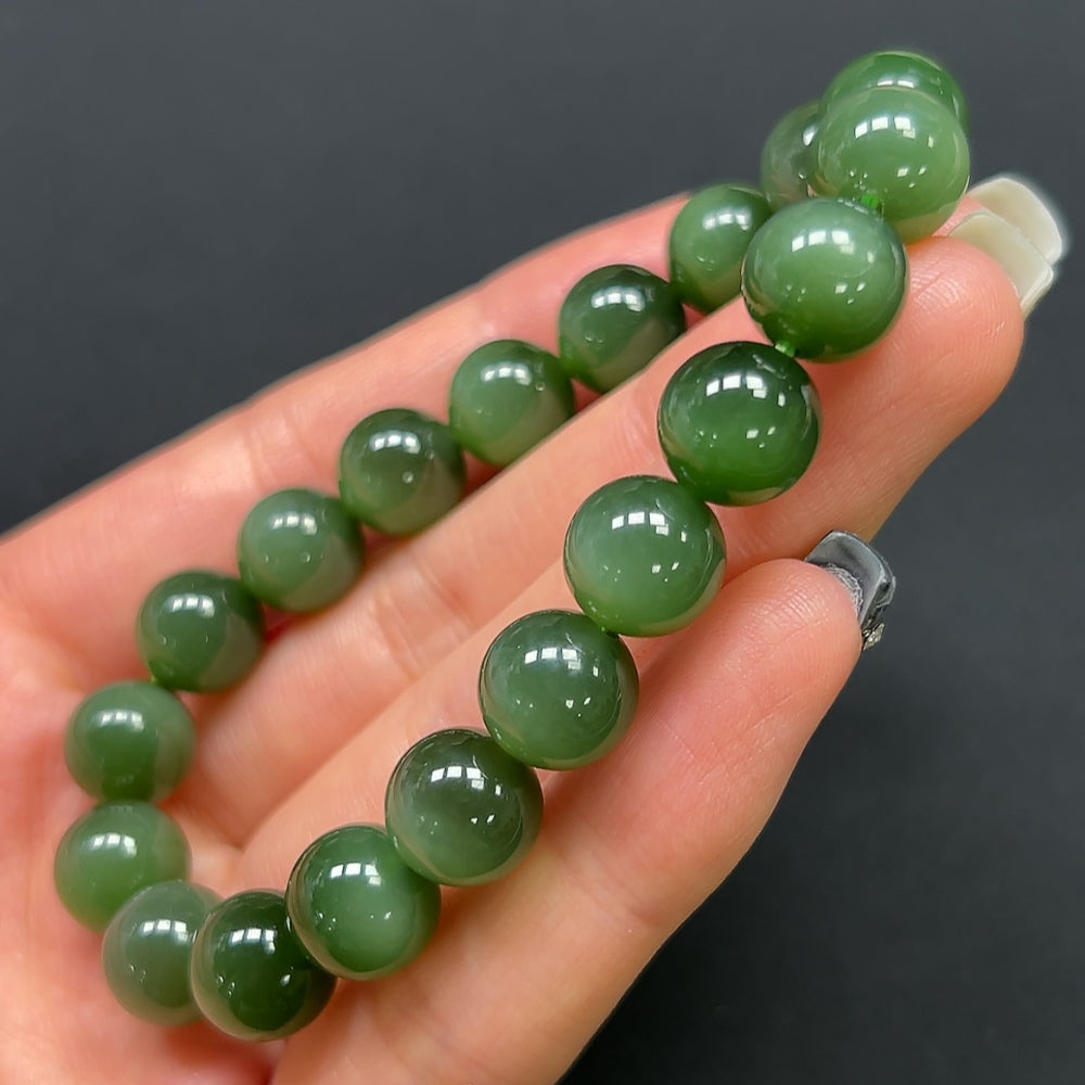 Hetian Jade Jasper Bracelet 9.7mm Approx. 28.24g