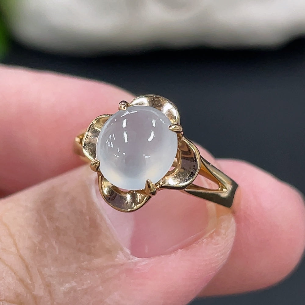 Jadeite Cabochon Inlaid Ring Setting . | Huiliu Certified