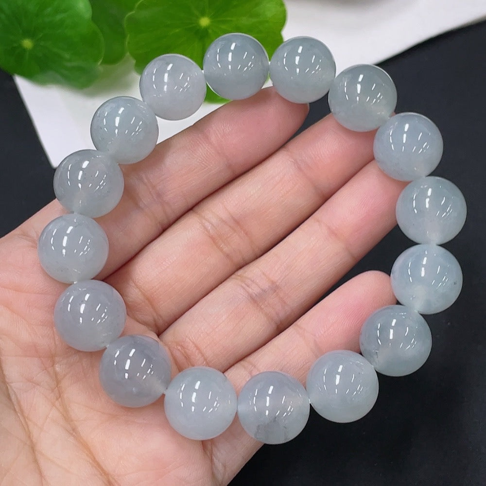Jadeite Bracelet . 12.8mm . | Huiliu Certified