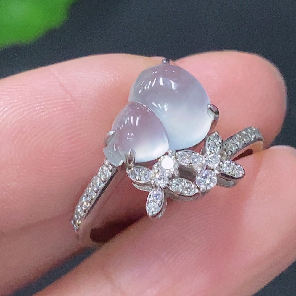 Jadeite Inlaid Ring Non-Gold Adjustable Total Weight Approx. 2.76g