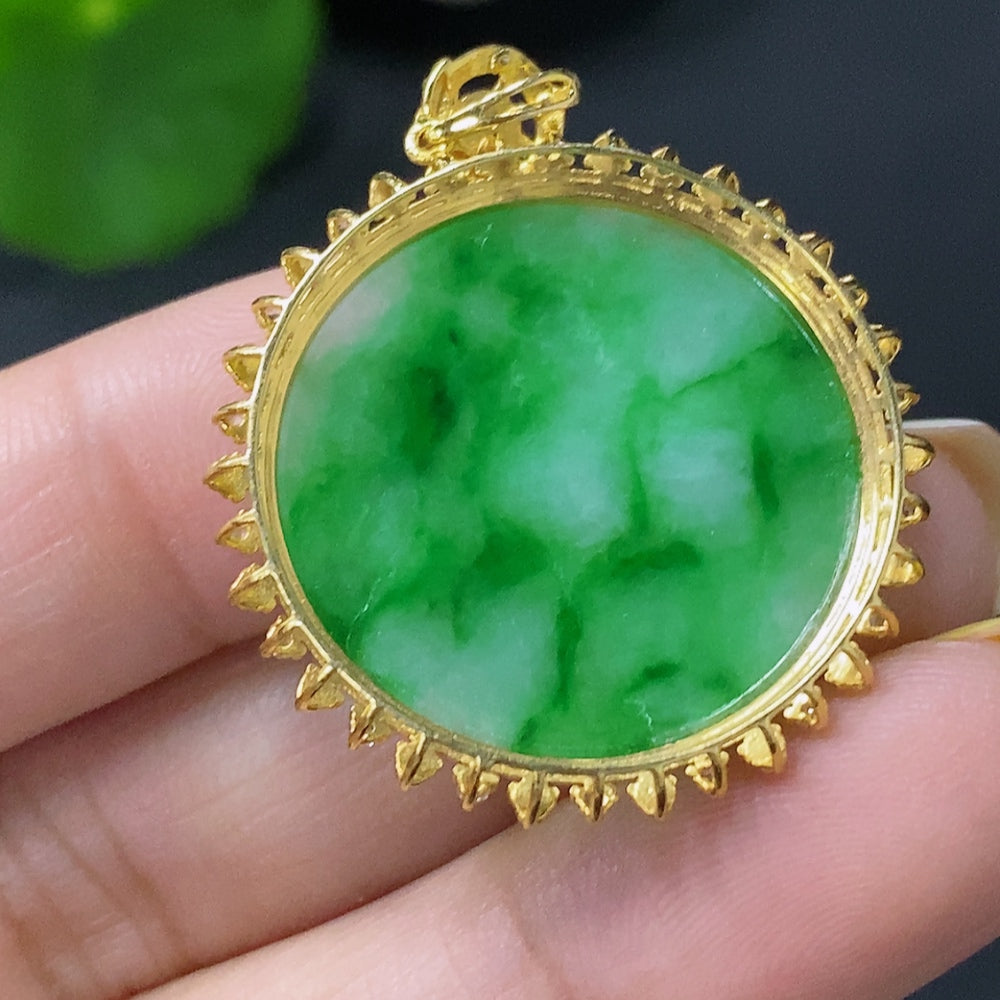 Jadeite Plain Pendant Necklace 18k Total Weight Approx. 3.65g